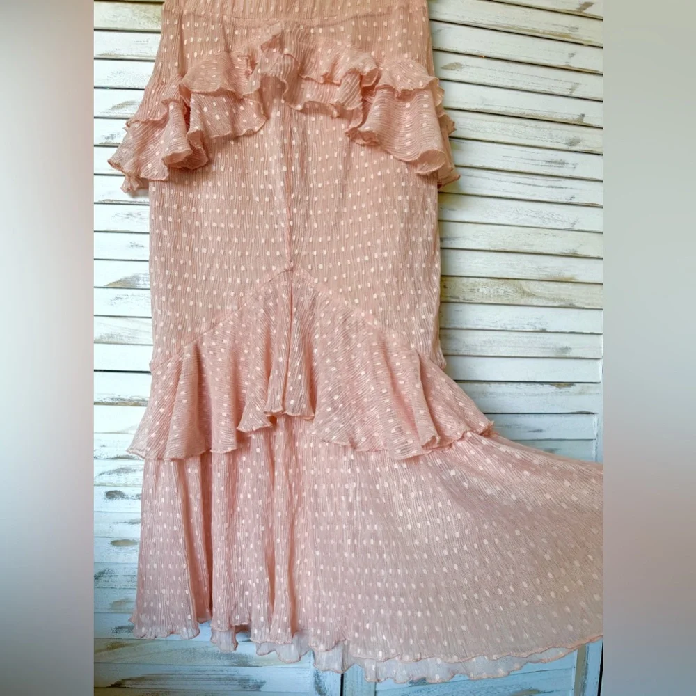 Song of Style Ada Midi Ruffle Skirt in Pink Blush | REVOLVE Size Medium